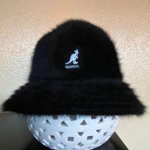 Authentic Kangol Black Angora Fur Bucket Hat